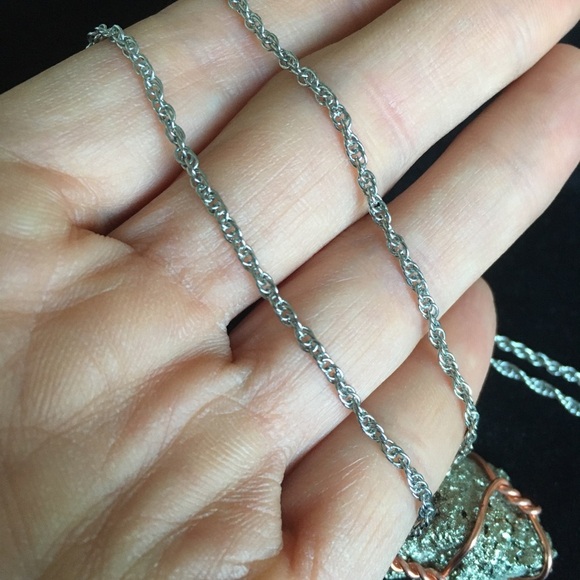 Handcrafted Fools Gold Wire Wrapped Rock Necklace - Picture 7 of 10